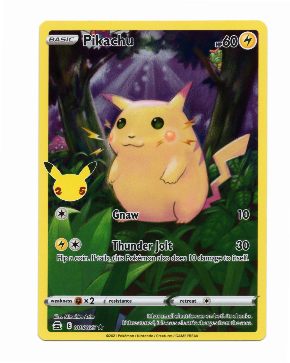 Pikachu 005/25 Celebrations front card photo in PokeToGrade pregrading report
