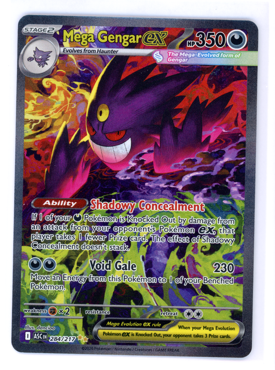 Mega Gengar ex 284/217 Ascended Heroes front card photo in PokeToGrade pregrading report
