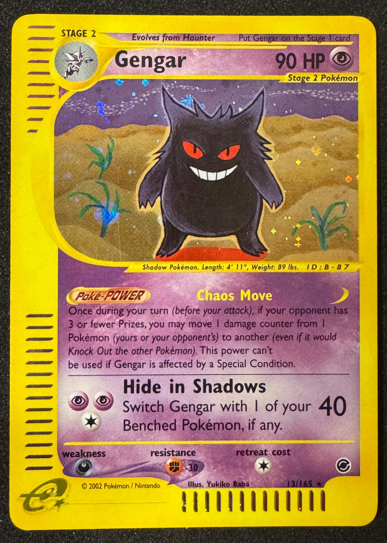 Gengar 013/165 · Holo Expedition Base Set front card photo in PokeToGrade pregrading report