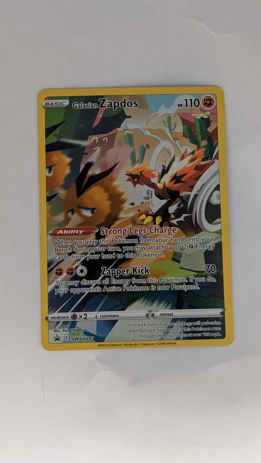Galarian Zapdos SWSH283/307 SWSH Black Star Promos front card photo in PokeToGrade pregrading report