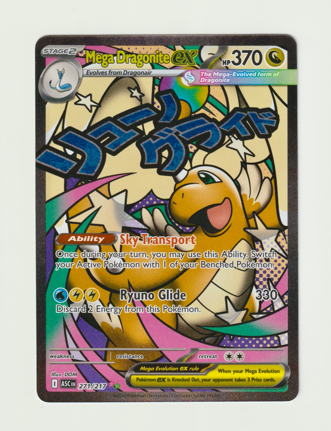 Mega Dragonite ex 271/217 Ascended Heroes front card photo in PokeToGrade pregrading report