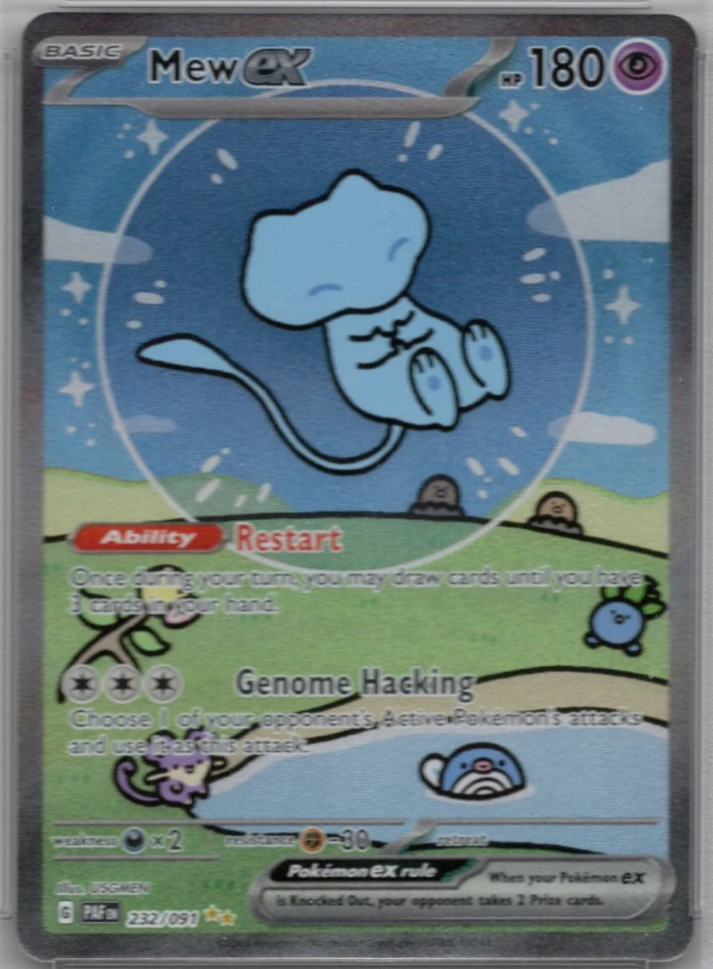 Mew ex 232/91 Paldean Fates front card photo in PokeToGrade pregrading report