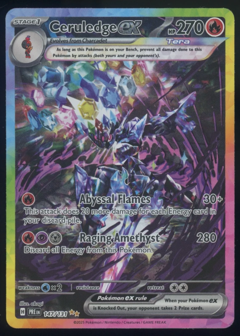 Ceruledge ex 147/131 Prismatic Evolutions front card photo in PokeToGrade pregrading report