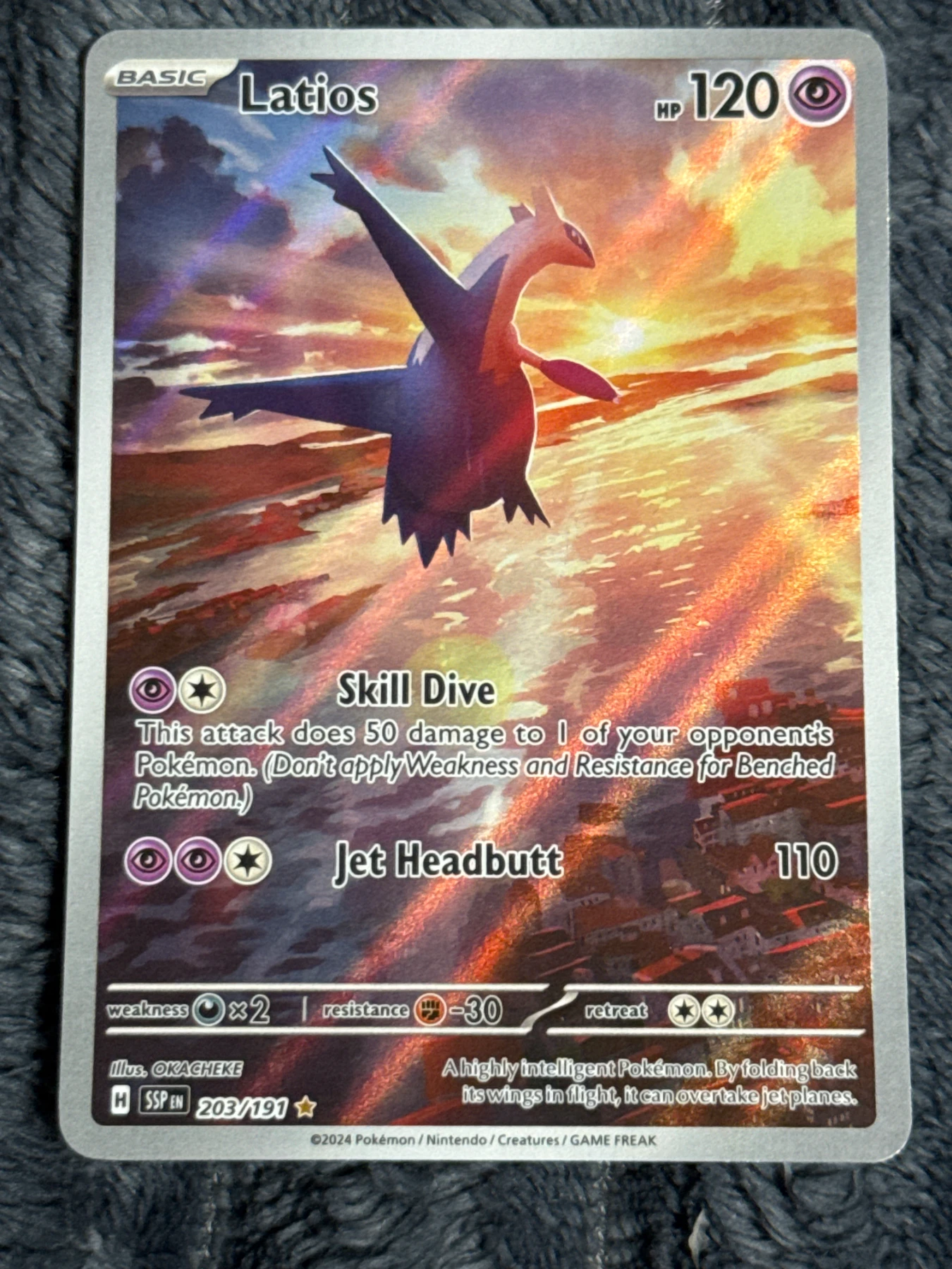 Latios 203/191 Surging Sparks front card photo in PokeToGrade pregrading report