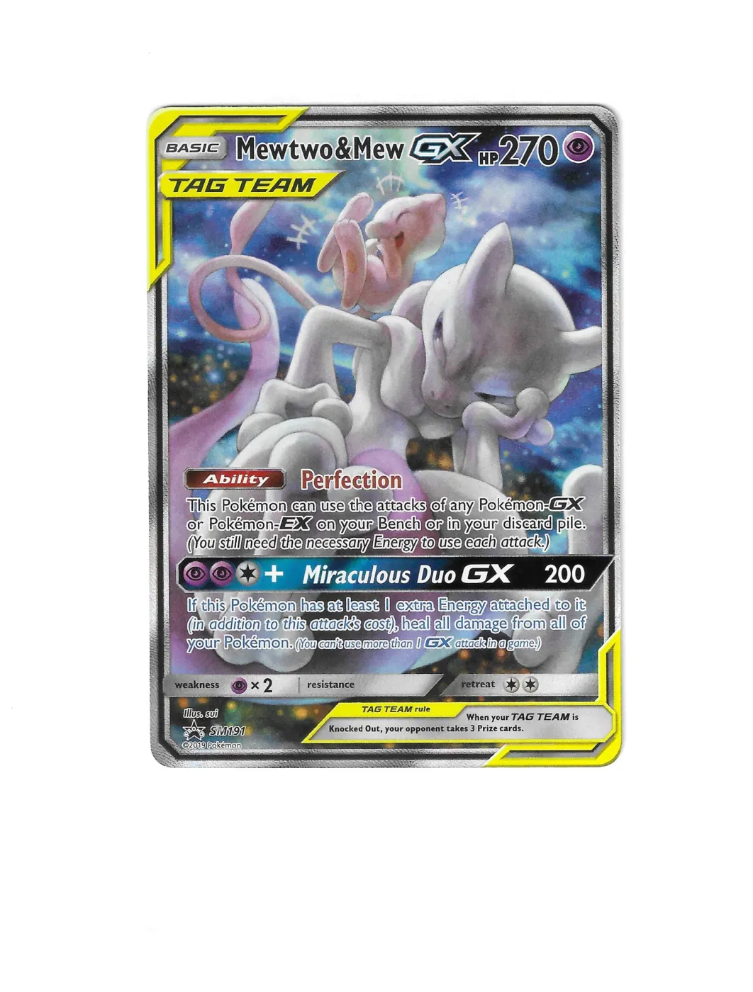 Mewtwo & Mew GX SM191/248 SM Black Star Promos front card photo in PokeToGrade pregrading report