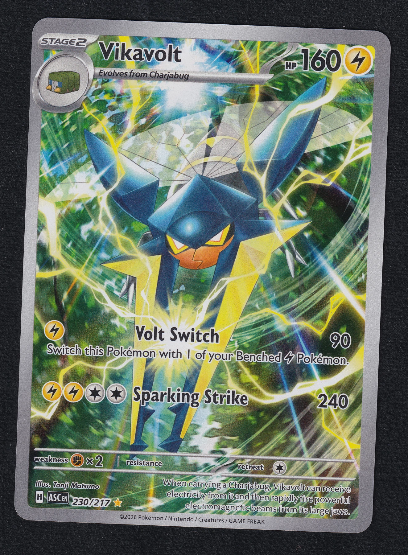 Vikavolt 230/217 Ascended Heroes front card photo in PokeToGrade pregrading report