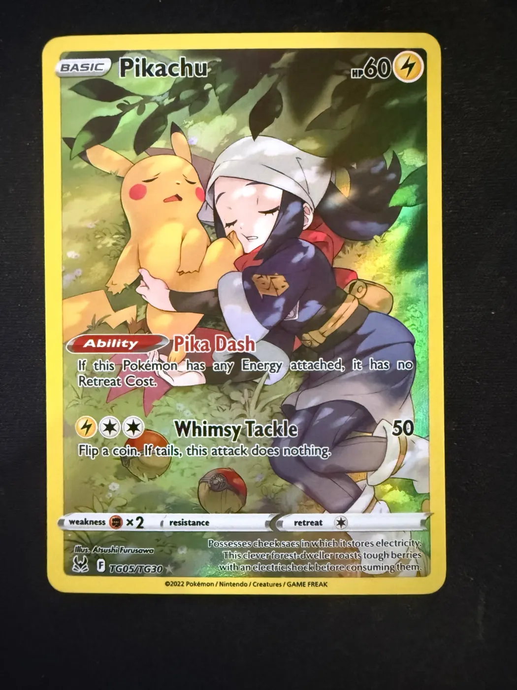 Pikachu TG05/196 Lost Origin front card photo in PokeToGrade pregrading report