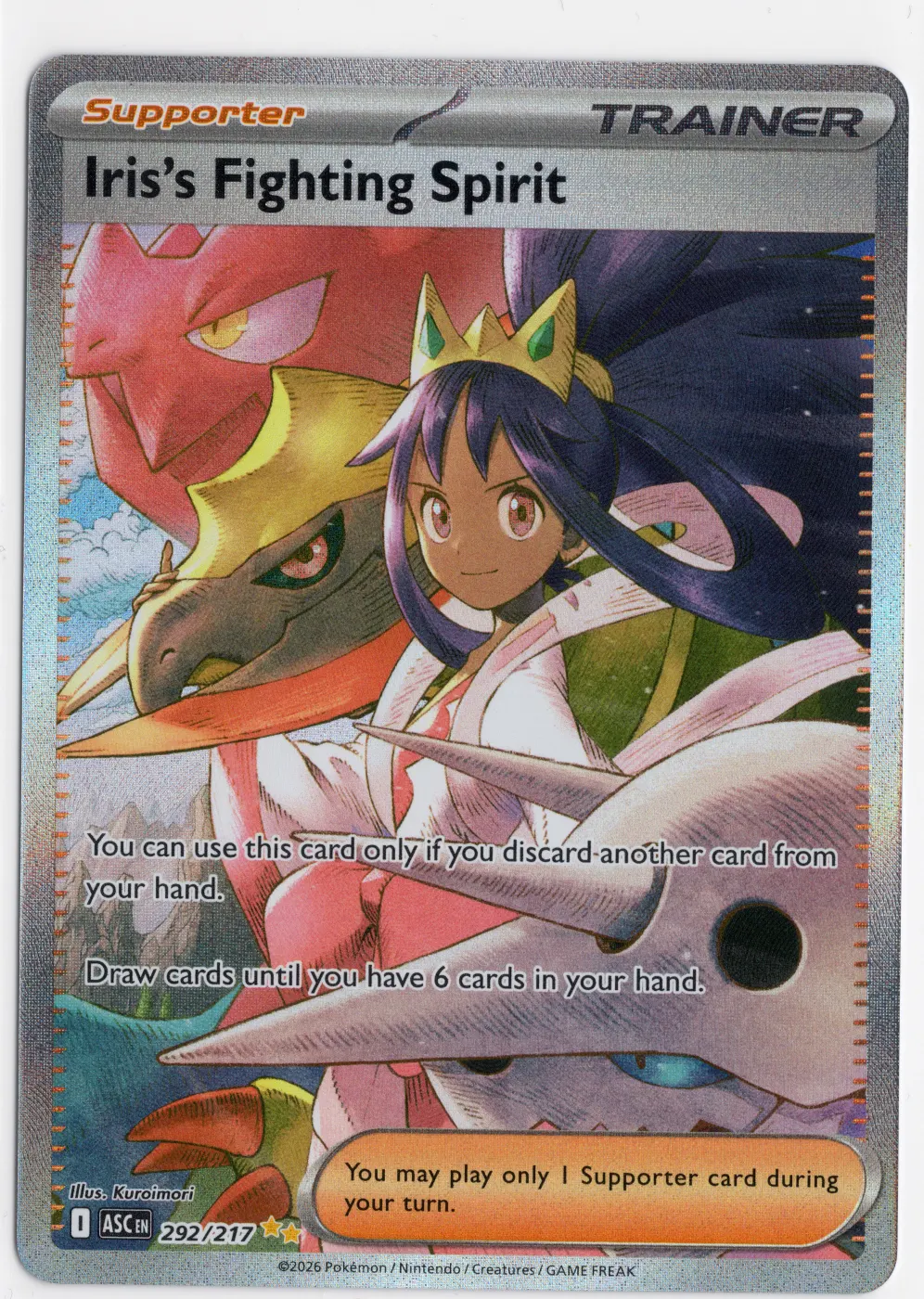Iris's Fighting Spirit 292/217 Ascended Heroes front card photo in PokeToGrade pregrading report