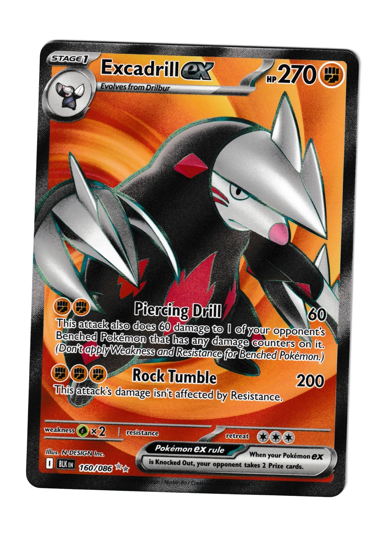 Excadrill ex 160/86 Black Bolt front card photo in PokeToGrade pregrading report