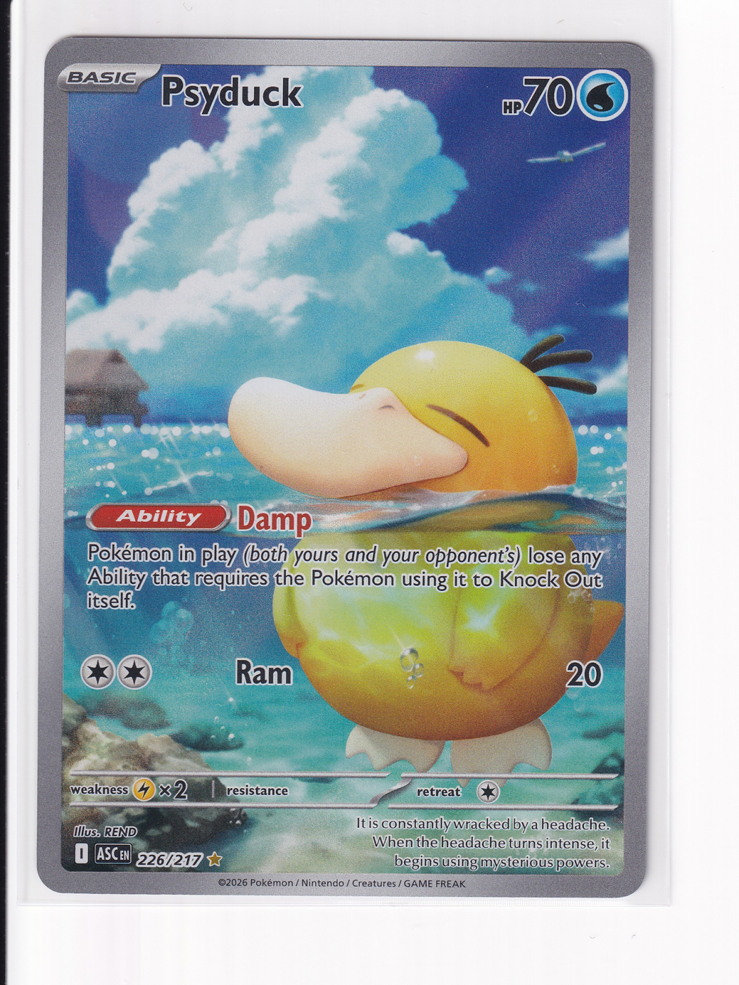 Psyduck 226/217 Ascended Heroes front card photo in PokeToGrade pregrading report