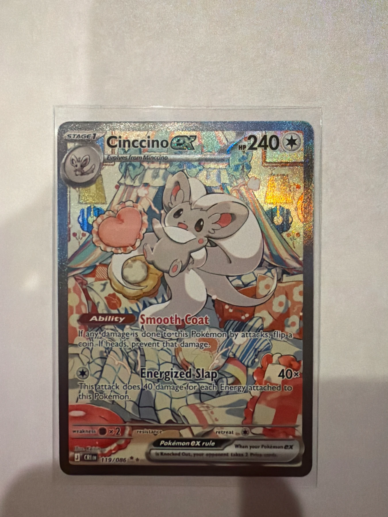 Cinccino ex 119/86 Chaos Rising front card photo in PokeToGrade pregrading report
