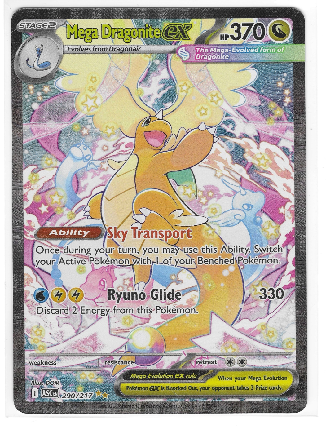Mega Dragonite ex 290/217 Ascended Heroes front card photo in PokeToGrade pregrading report