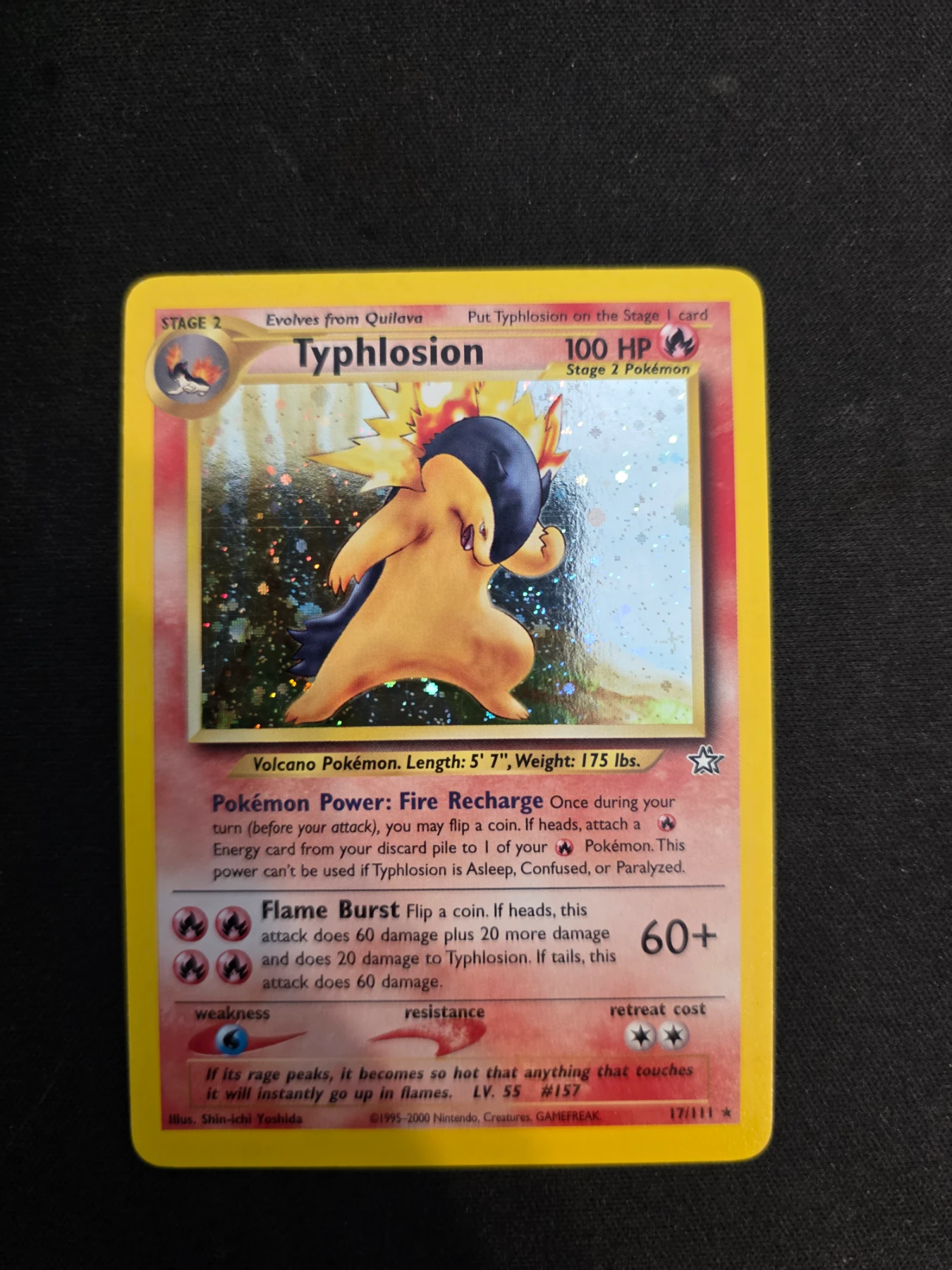 Typhlosion 017/111 Neo Genesis front card photo in PokeToGrade pregrading report