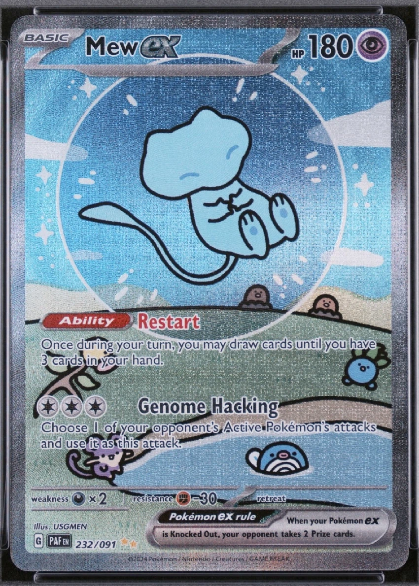 Mew ex 232/91 Paldean Fates front card photo in PokeToGrade pregrading report