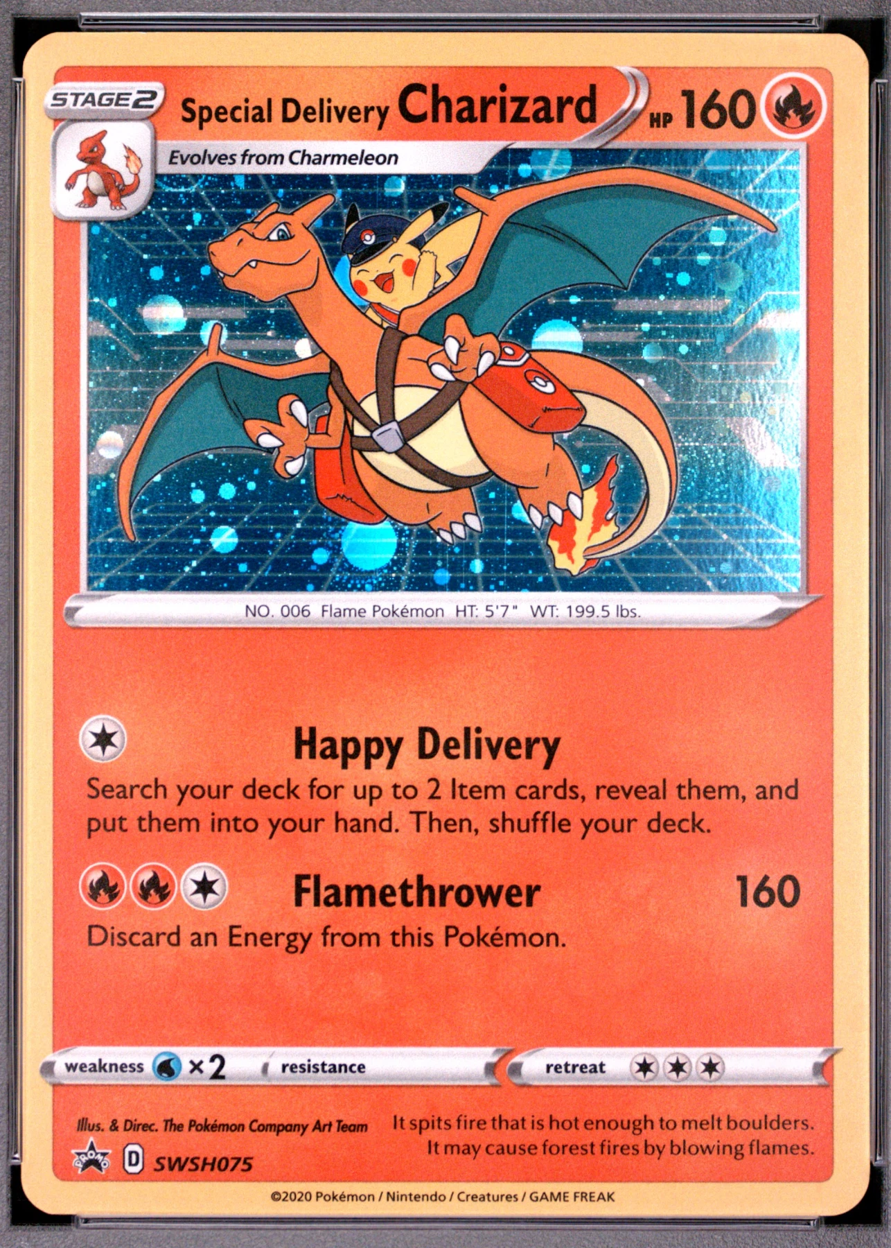 Special Delivery Charizard SWSH075/307 SWSH Black Star Promos front card photo in PokeToGrade pregrading report