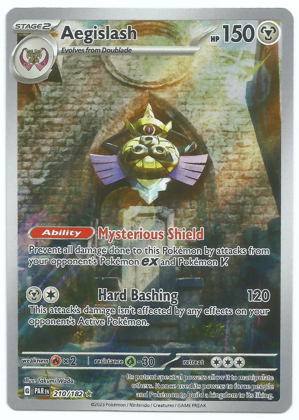 Aegislash 210/182 Paradox Rift front card photo in PokeToGrade pregrading report