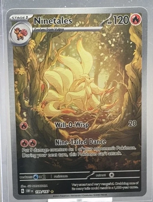 Ninetales 199/197 Obsidian Flames front card photo in PokeToGrade pregrading report