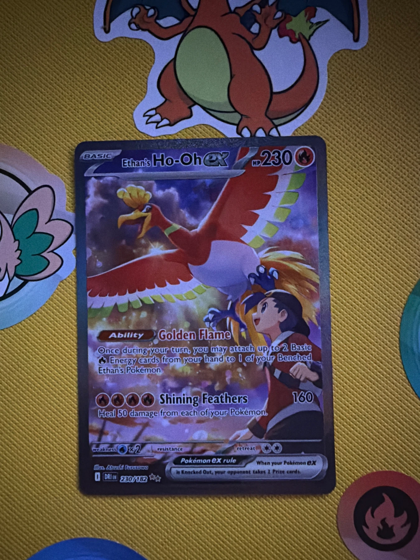 Ethan's Ho-Oh ex 230/182 Destined Rivals front card photo in PokeToGrade pregrading report