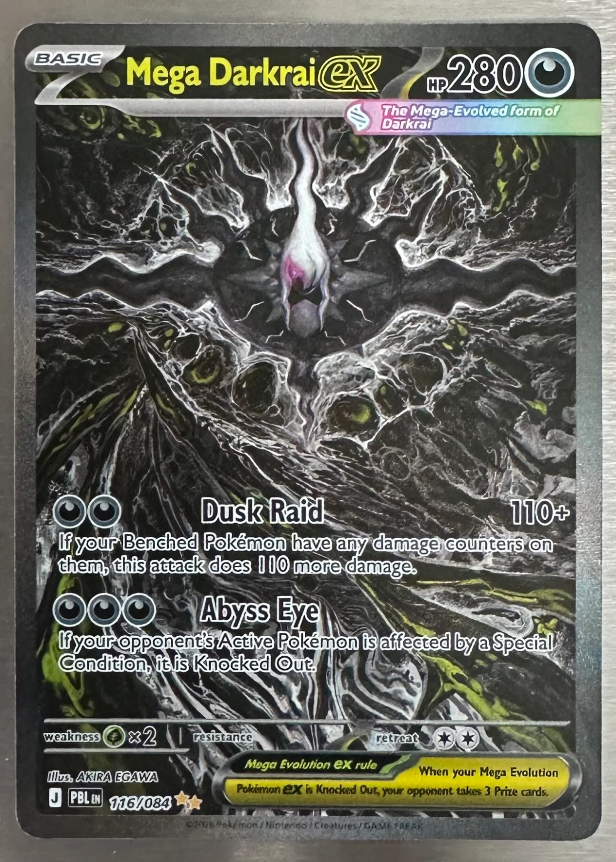 Mega Darkrai ex 116/84 Pitch Black front card photo in PokeToGrade pregrading report