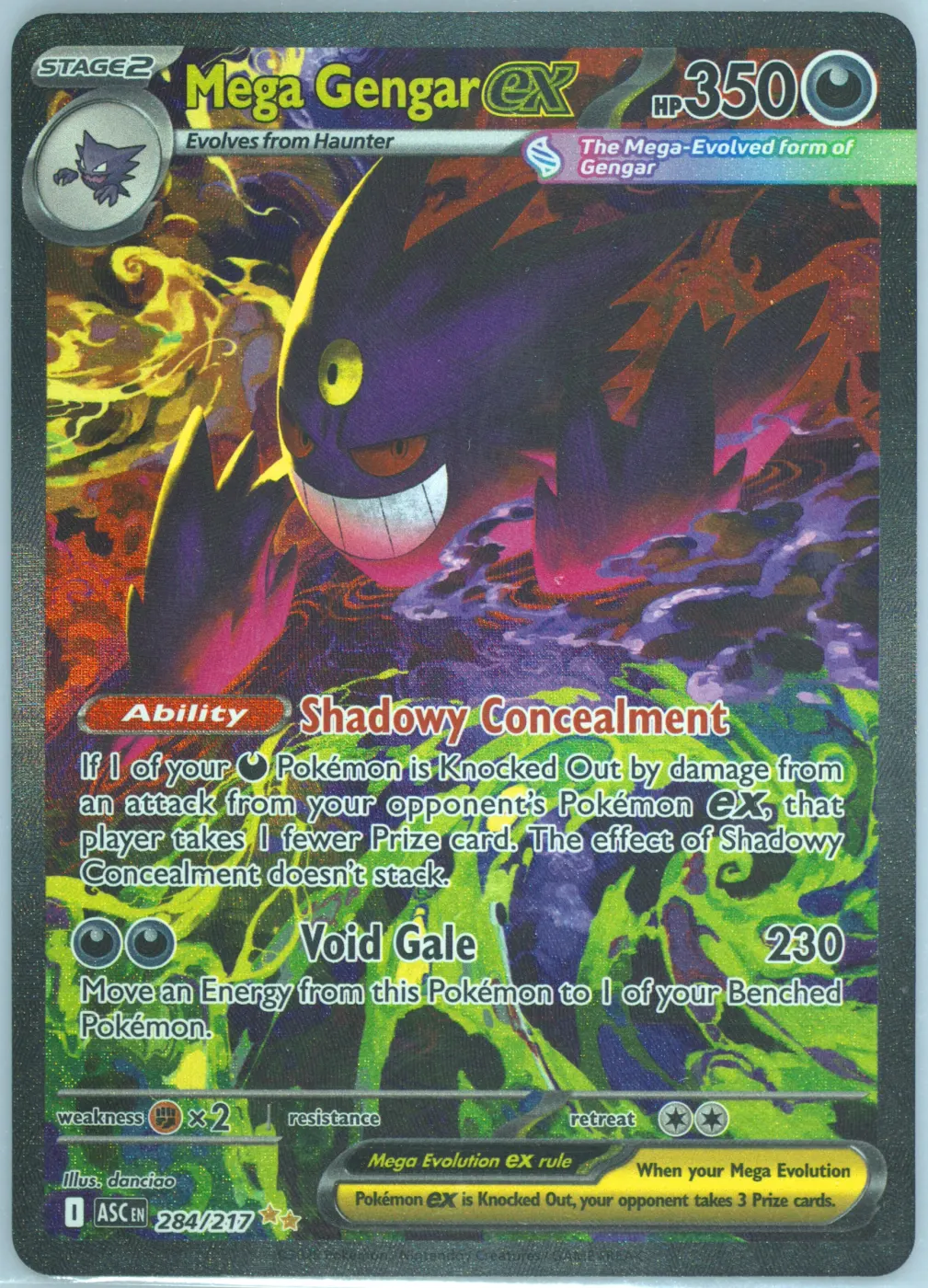 Mega Gengar ex 284/217 Ascended Heroes front card photo in PokeToGrade pregrading report