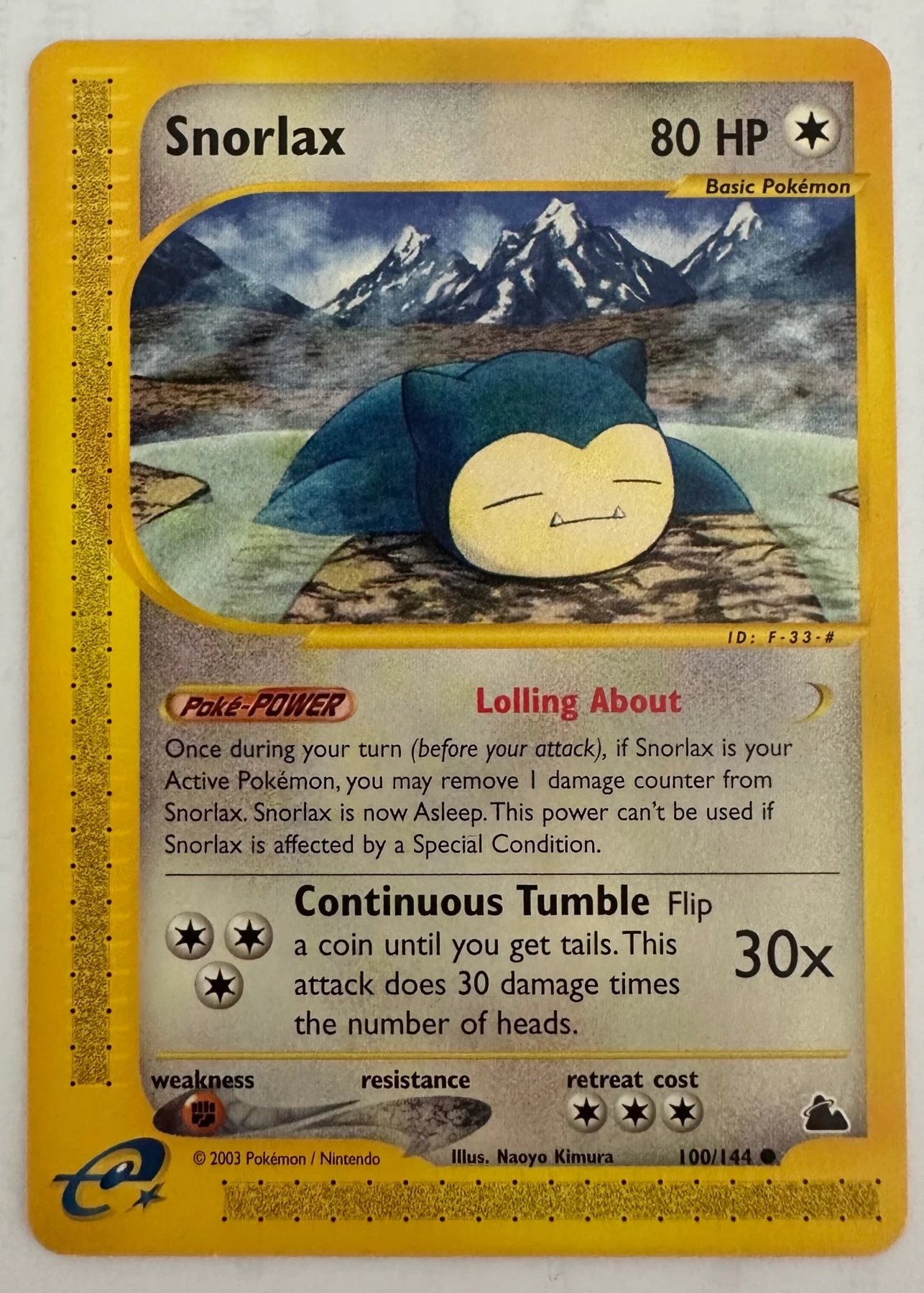 Snorlax 100/144 Skyridge front card photo in PokeToGrade pregrading report