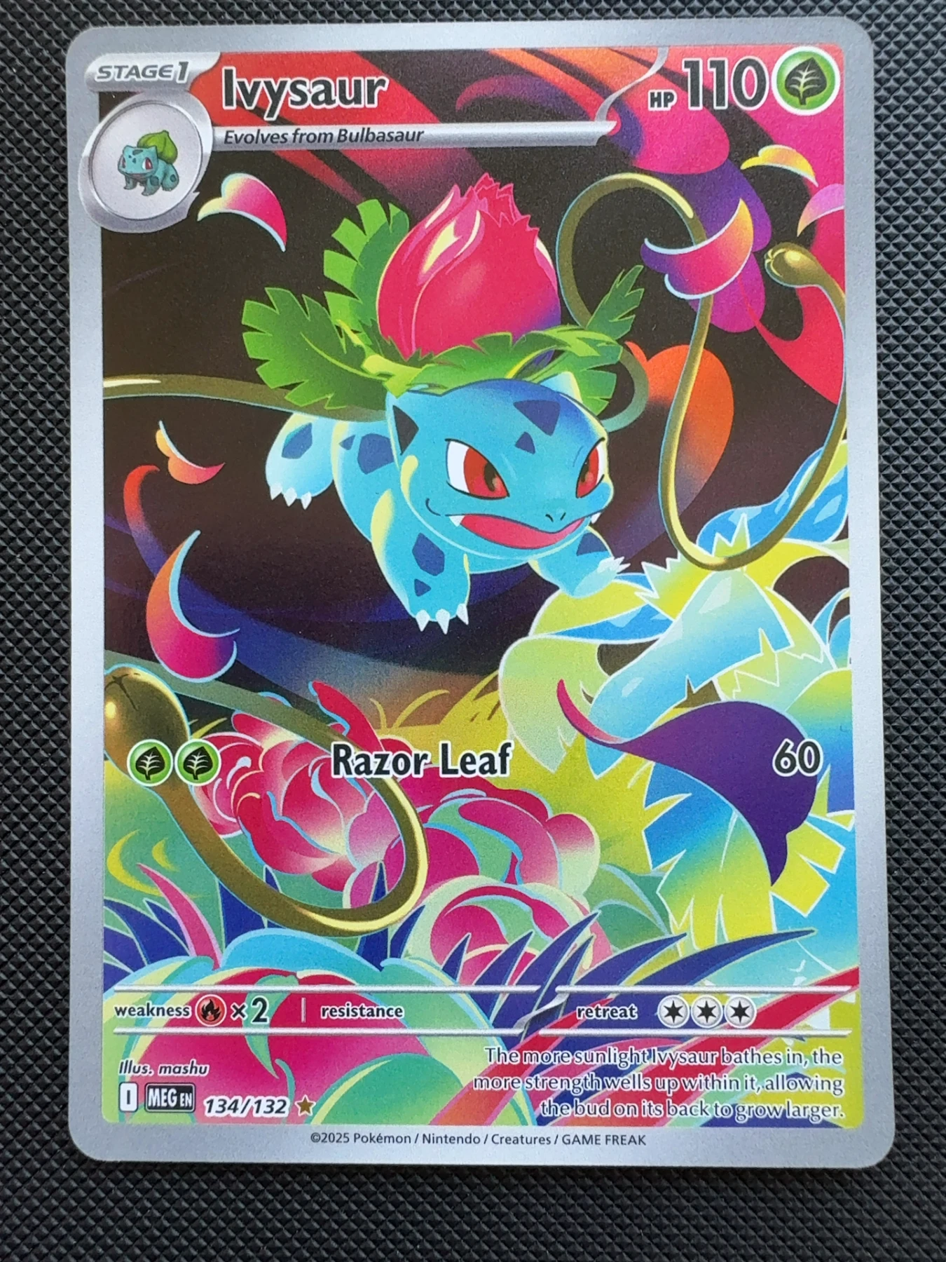 Ivysaur 134/132 Mega Evolution front card photo in PokeToGrade pregrading report
