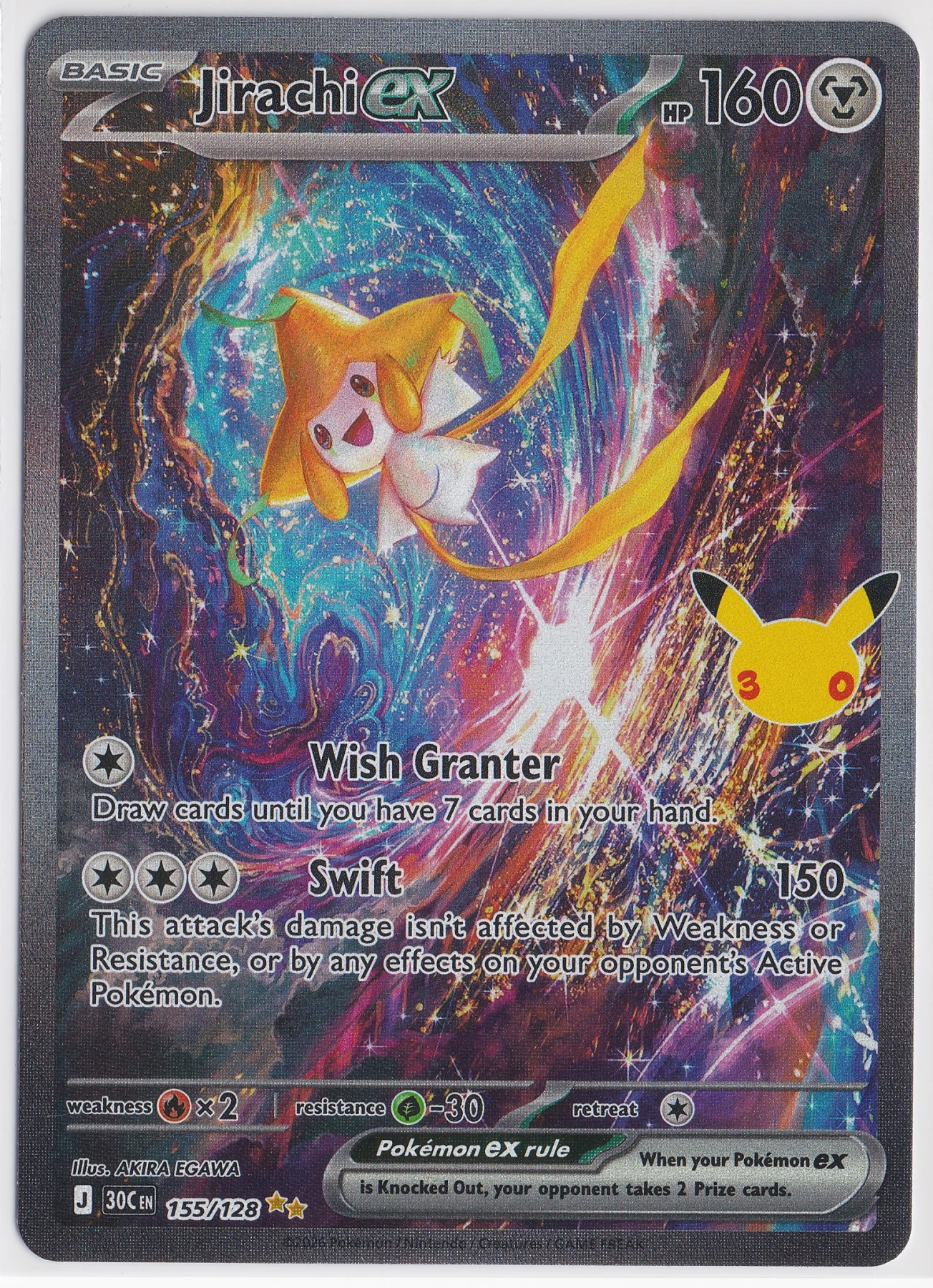 Jirachi ex 155/128 30th Celebration front card photo in PokeToGrade pregrading report