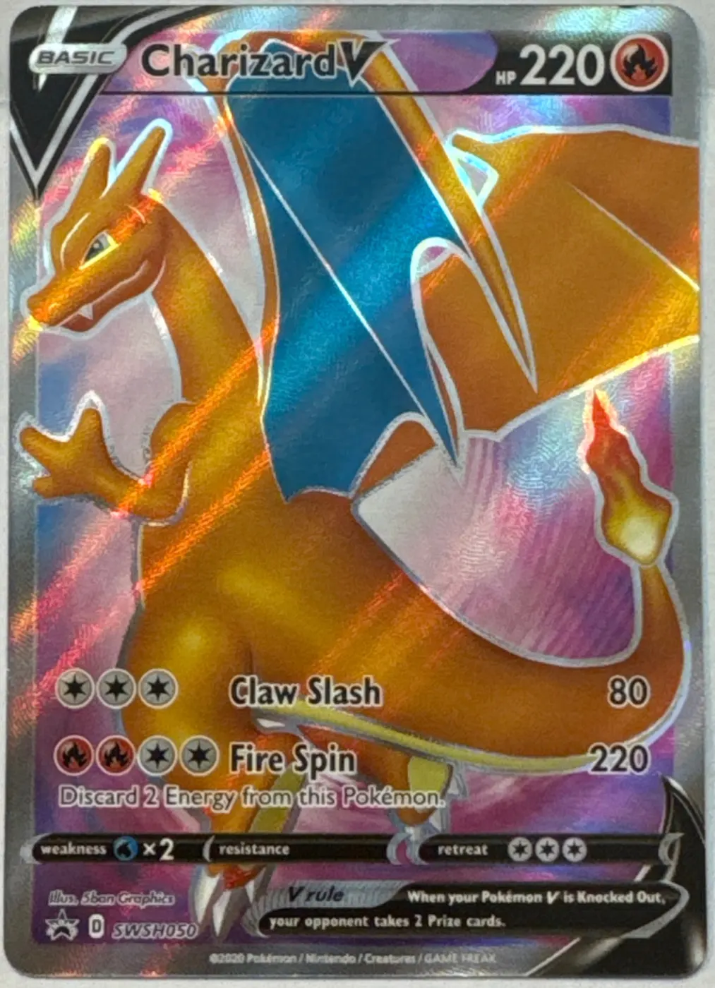 Charizard V SWSH050/307 SWSH Black Star Promos front card photo in PokeToGrade pregrading report