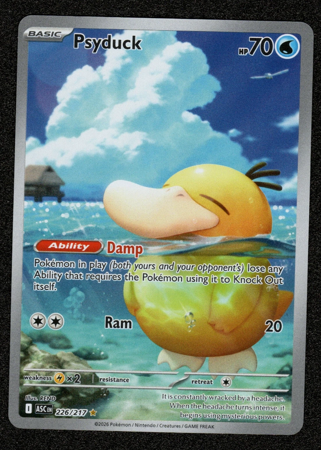 Psyduck 226/217 Ascended Heroes front card photo in PokeToGrade pregrading report