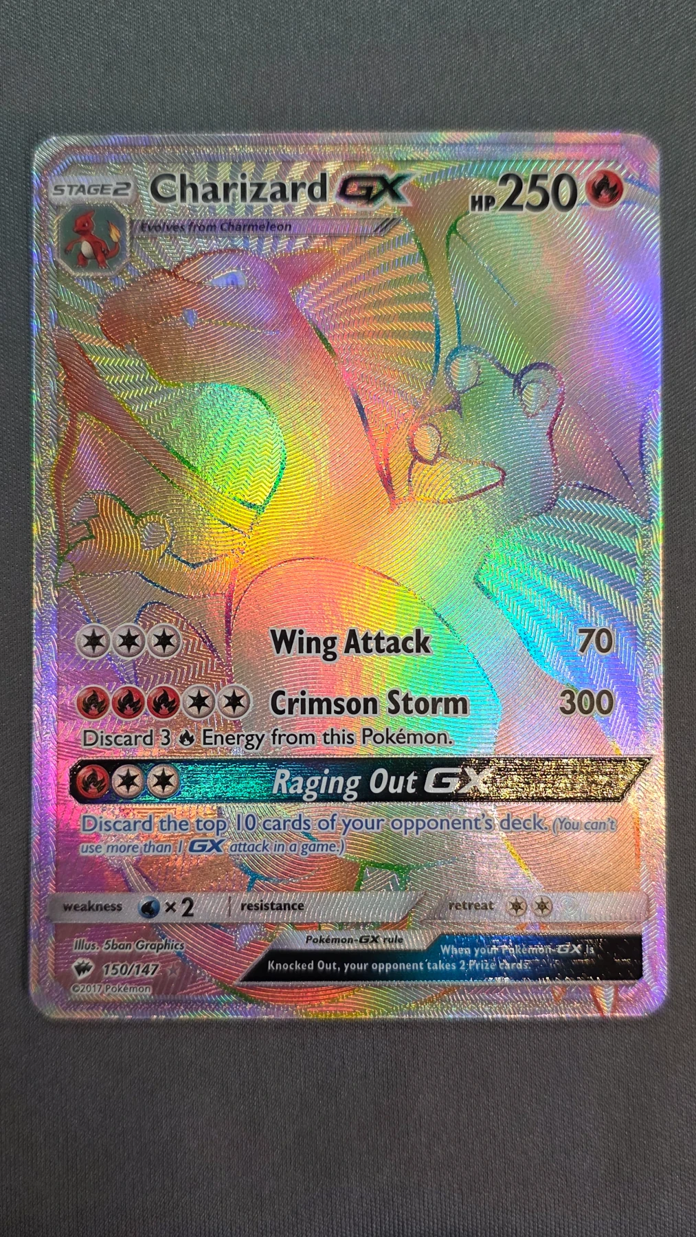 Charizard GX 150/147 Burning Shadows front card photo in PokeToGrade pregrading report