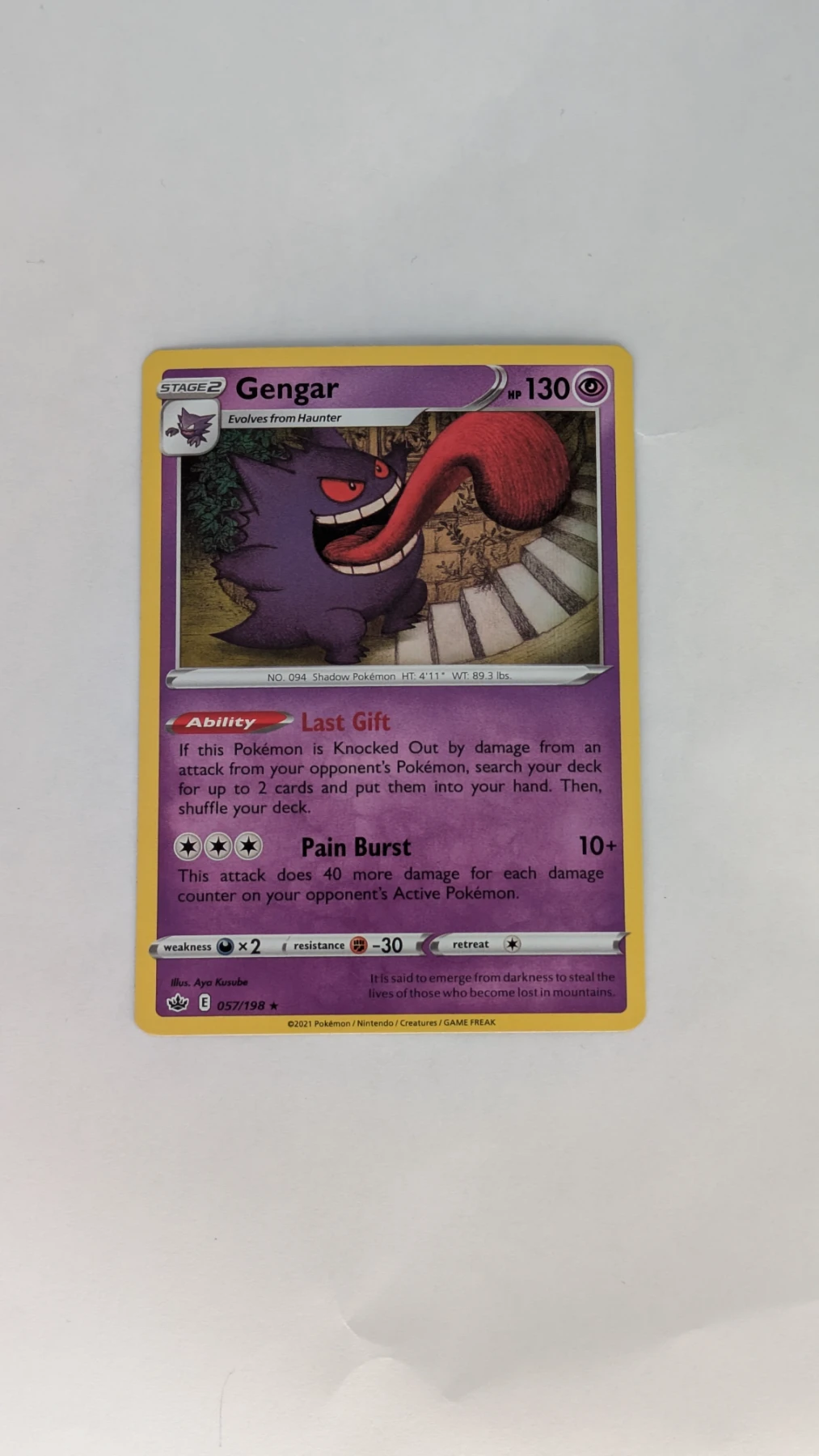 Gengar 057/198 Chilling Reign front card photo in PokeToGrade pregrading report