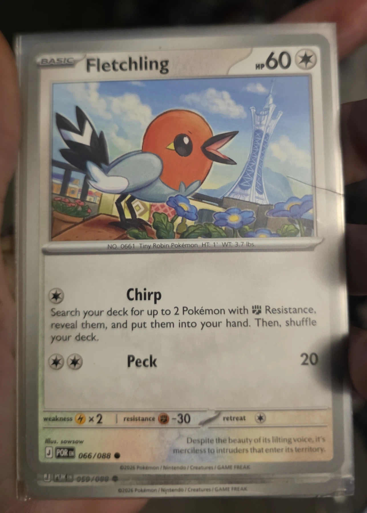 Fletchling 066/88 Perfect Order front card photo in PokeToGrade pregrading report