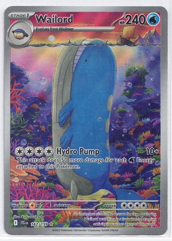 Wailord 162/159 Journey Together front card photo in PokeToGrade pregrading report