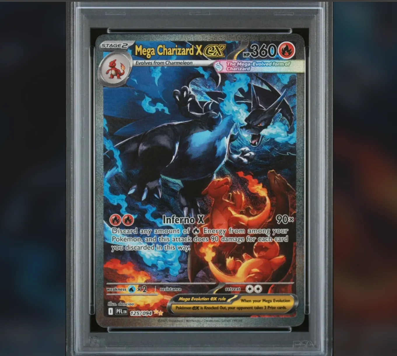 Mega Charizard X ex 125/94 Phantasmal Flames front card photo in PokeToGrade pregrading report