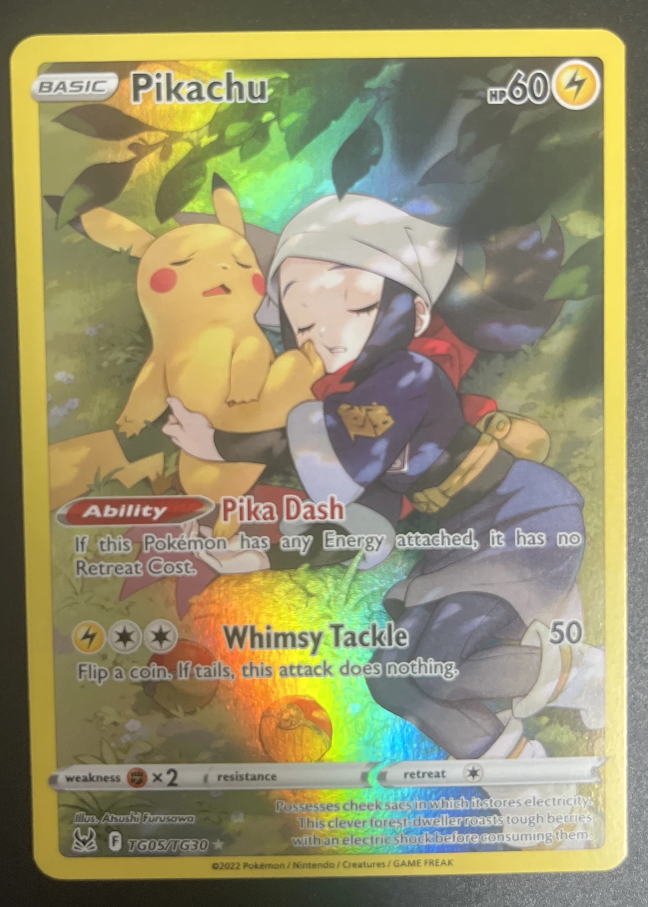 Pikachu TG05/196 Lost Origin front card photo in PokeToGrade pregrading report