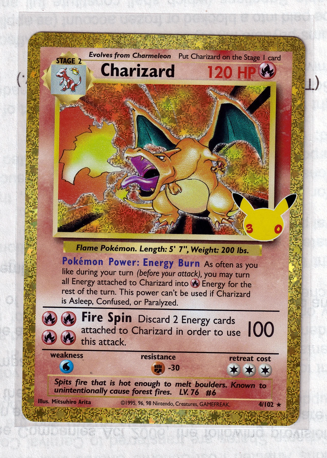 Charizard 004 30th Classic Collection front card photo in PokeToGrade pregrading report