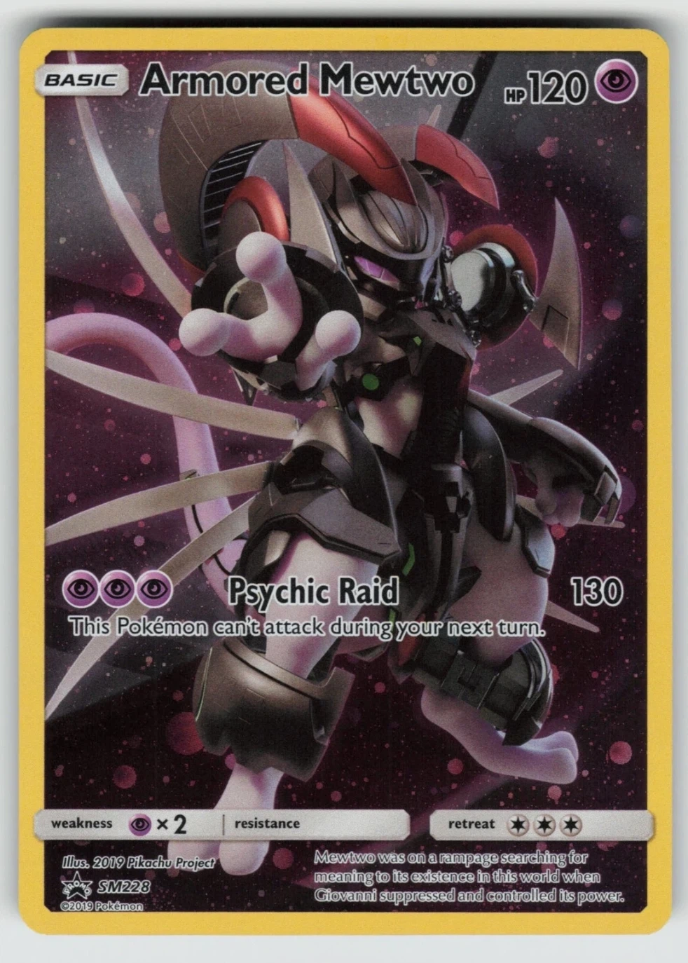 Armored Mewtwo SM228/248 SM Black Star Promos front card photo in PokeToGrade pregrading report