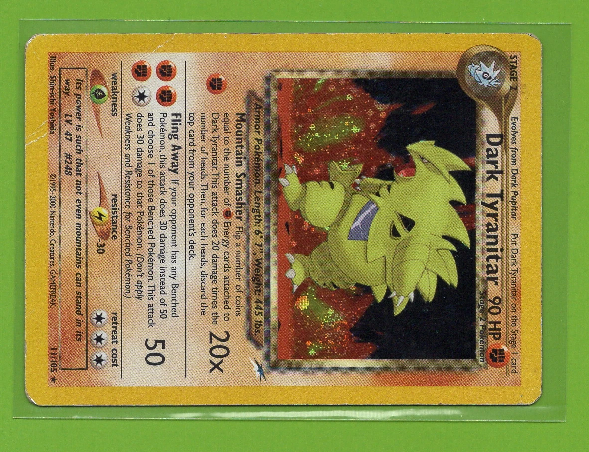 Dark Tyranitar 011/105 Neo Destiny front card photo in PokeToGrade pregrading report
