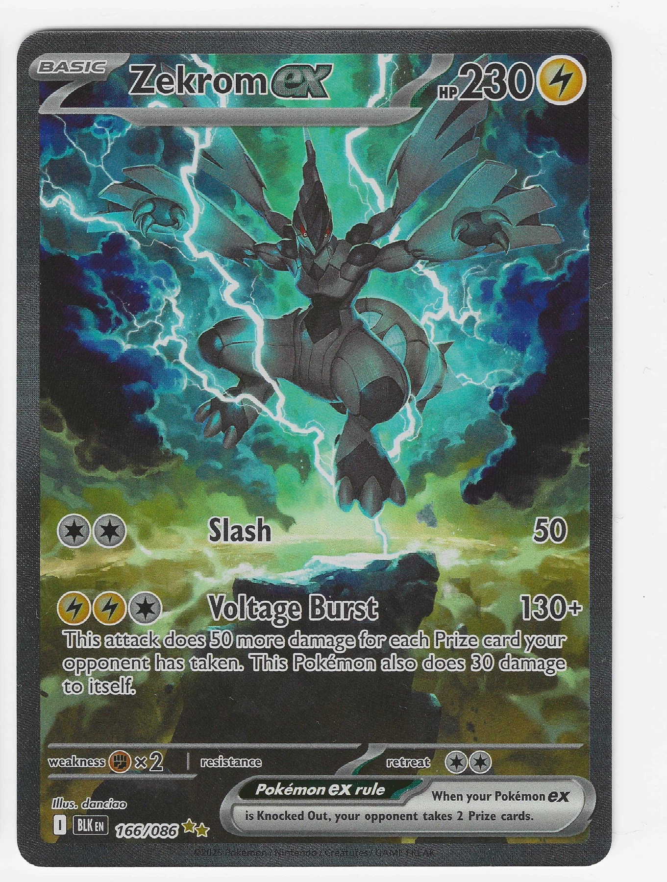 Zekrom ex 166/86 Black Bolt front card photo in PokeToGrade pregrading report