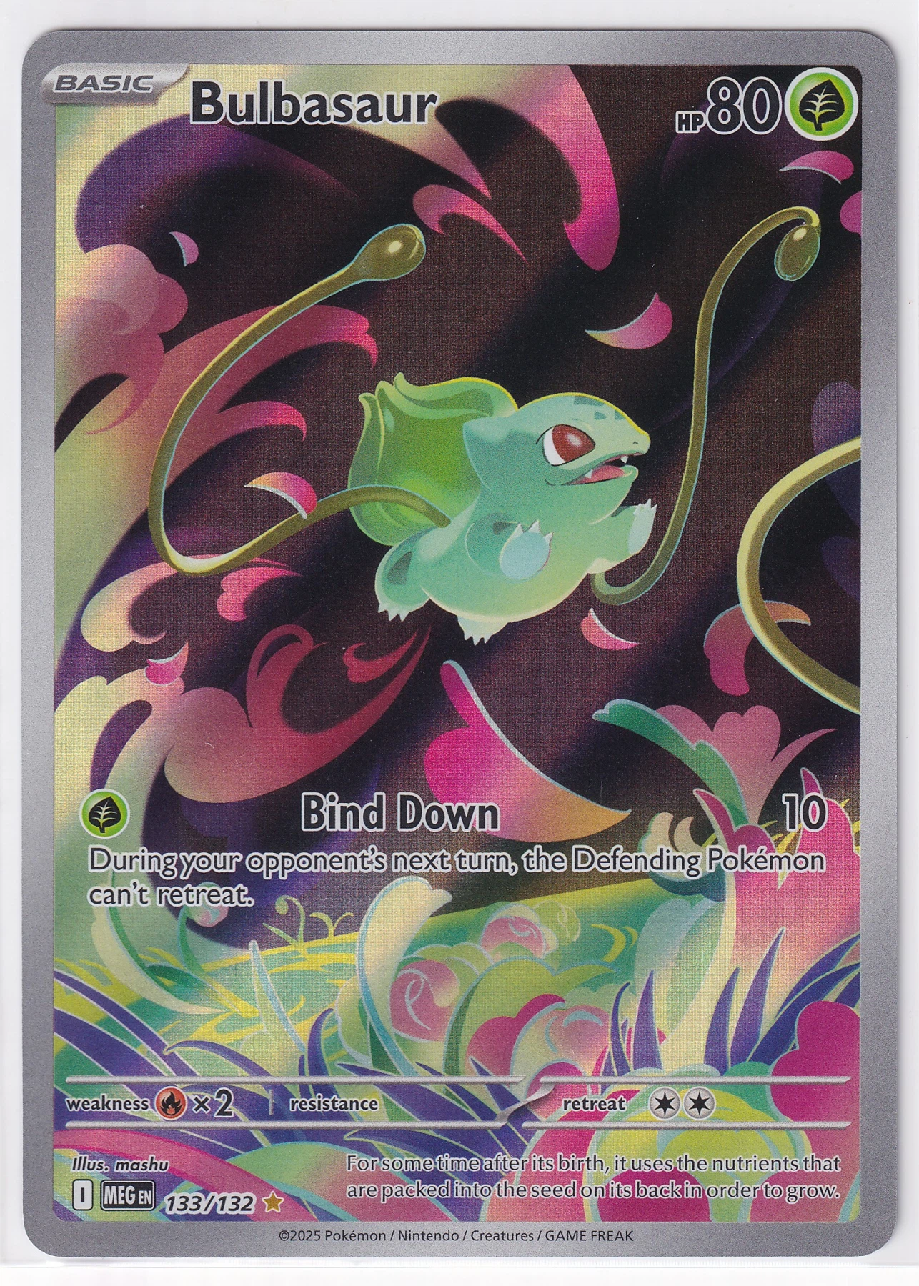 Bulbasaur 133/132 Mega Evolution front card photo in PokeToGrade pregrading report