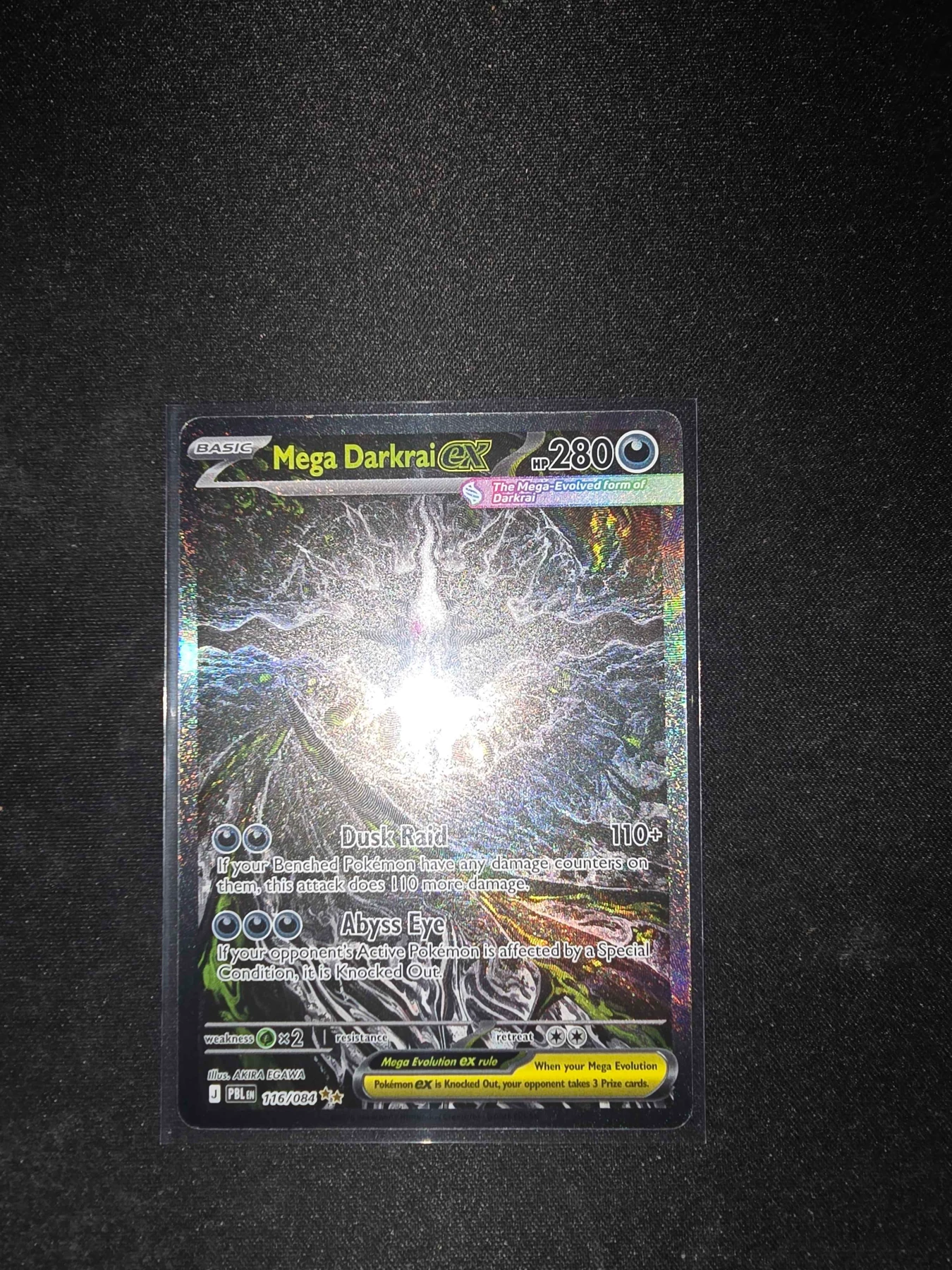 Mega Darkrai ex 116/84 Pitch Black front card photo in PokeToGrade pregrading report