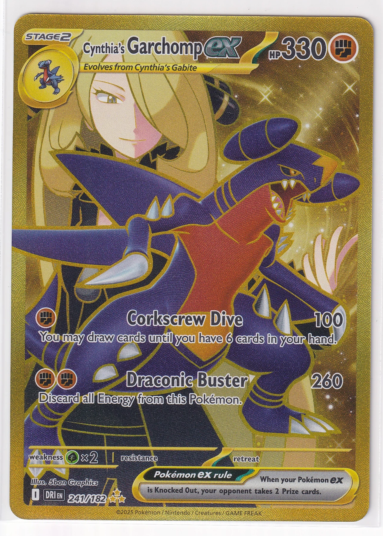 Cynthia's Garchomp ex 241/182 Destined Rivals front card photo in PokeToGrade pregrading report