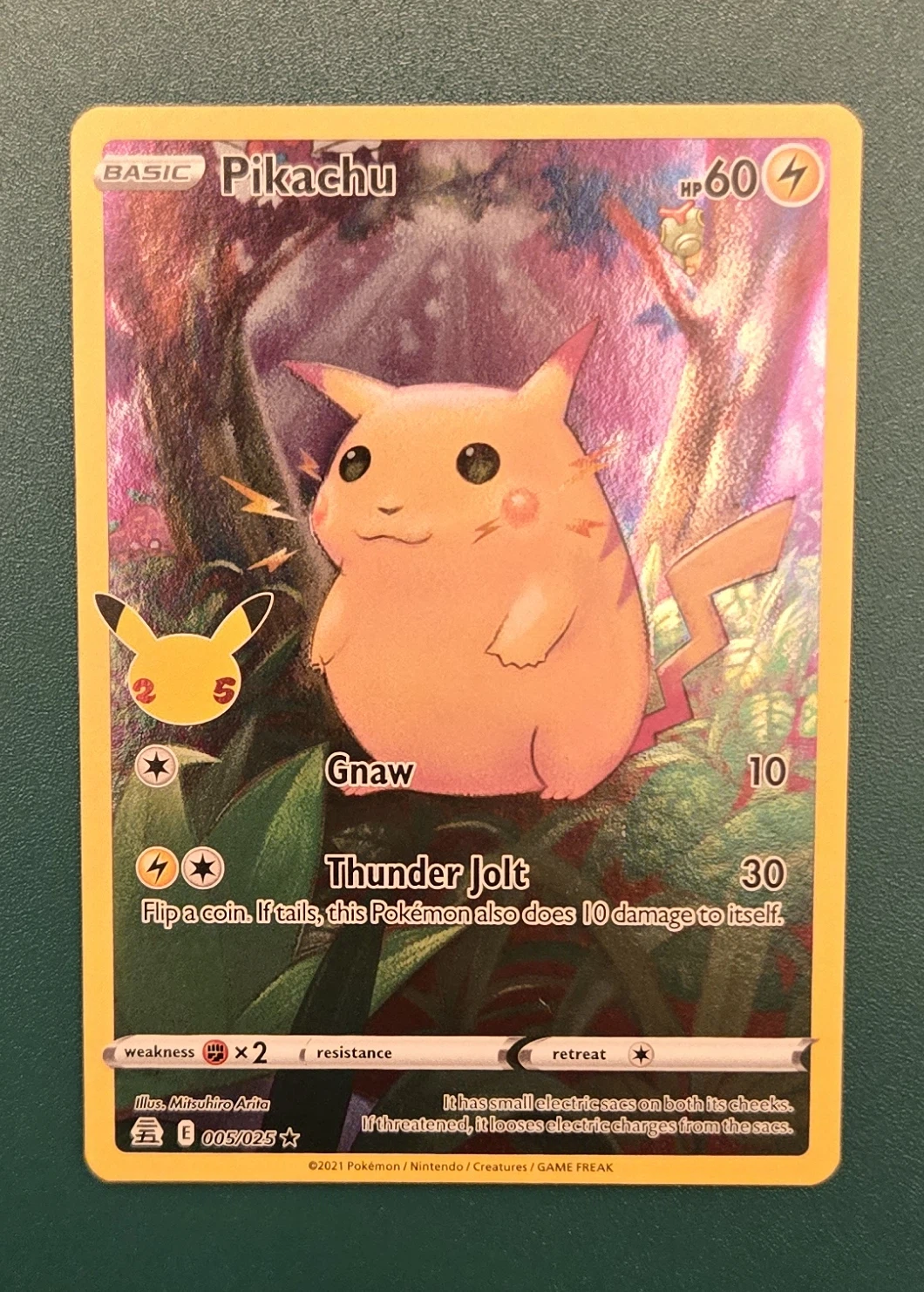Pikachu 005/25 Celebrations front card photo in PokeToGrade pregrading report