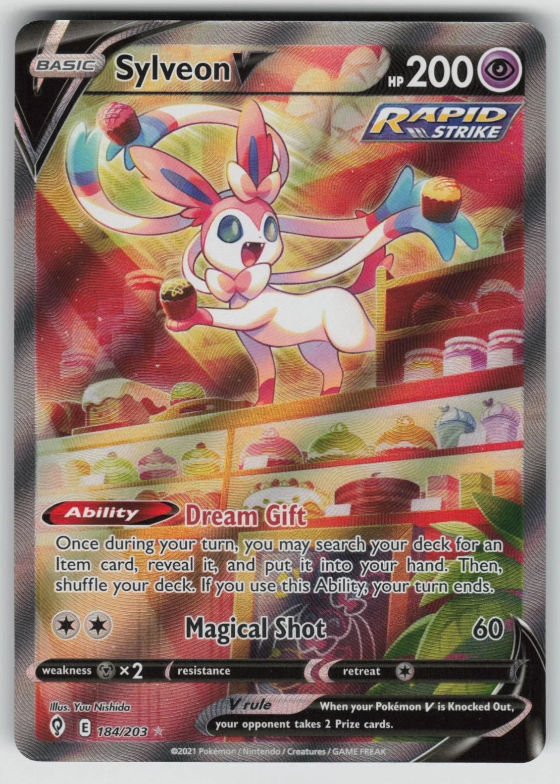 Sylveon V 184/203 Evolving Skies front card photo in PokeToGrade pregrading report