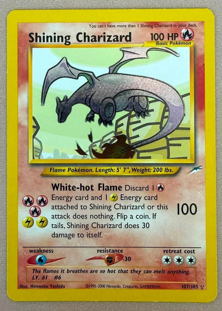 Shining Charizard 107/105 Neo Destiny front card photo in PokeToGrade pregrading report