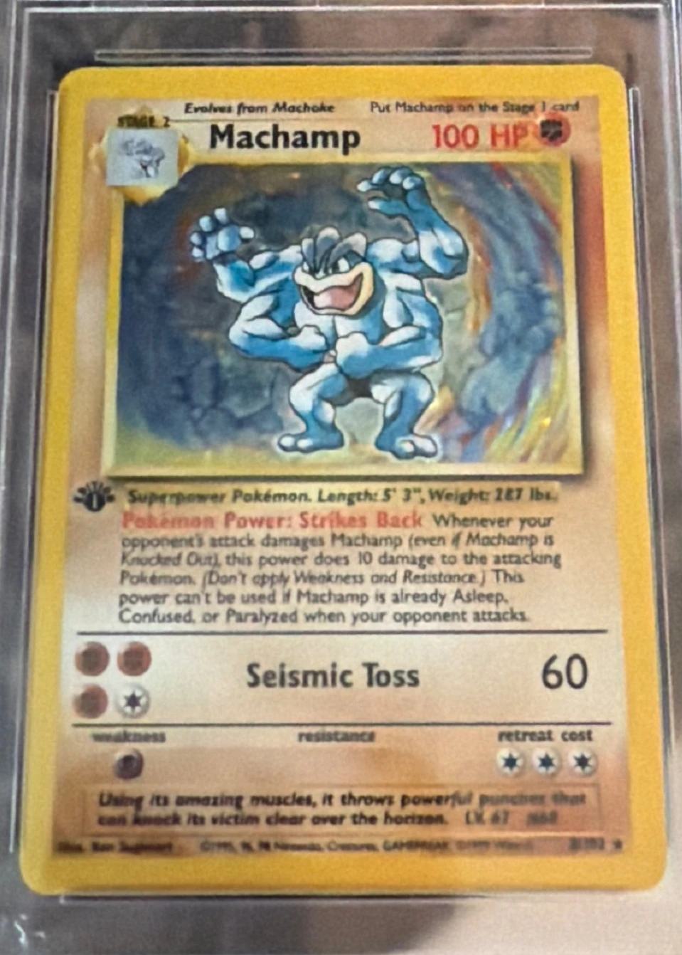 Machamp 008/102 Base Set front card photo in PokeToGrade pregrading report