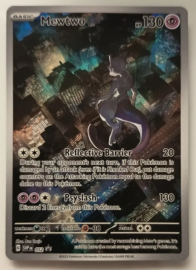 Mewtwo 052/225 SVP Black Star Promos front card photo in PokeToGrade pregrading report