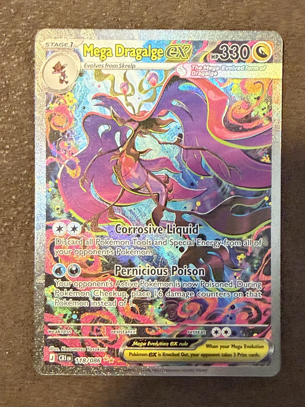 Mega Dragalge ex 118/86 Chaos Rising front card photo in PokeToGrade pregrading report
