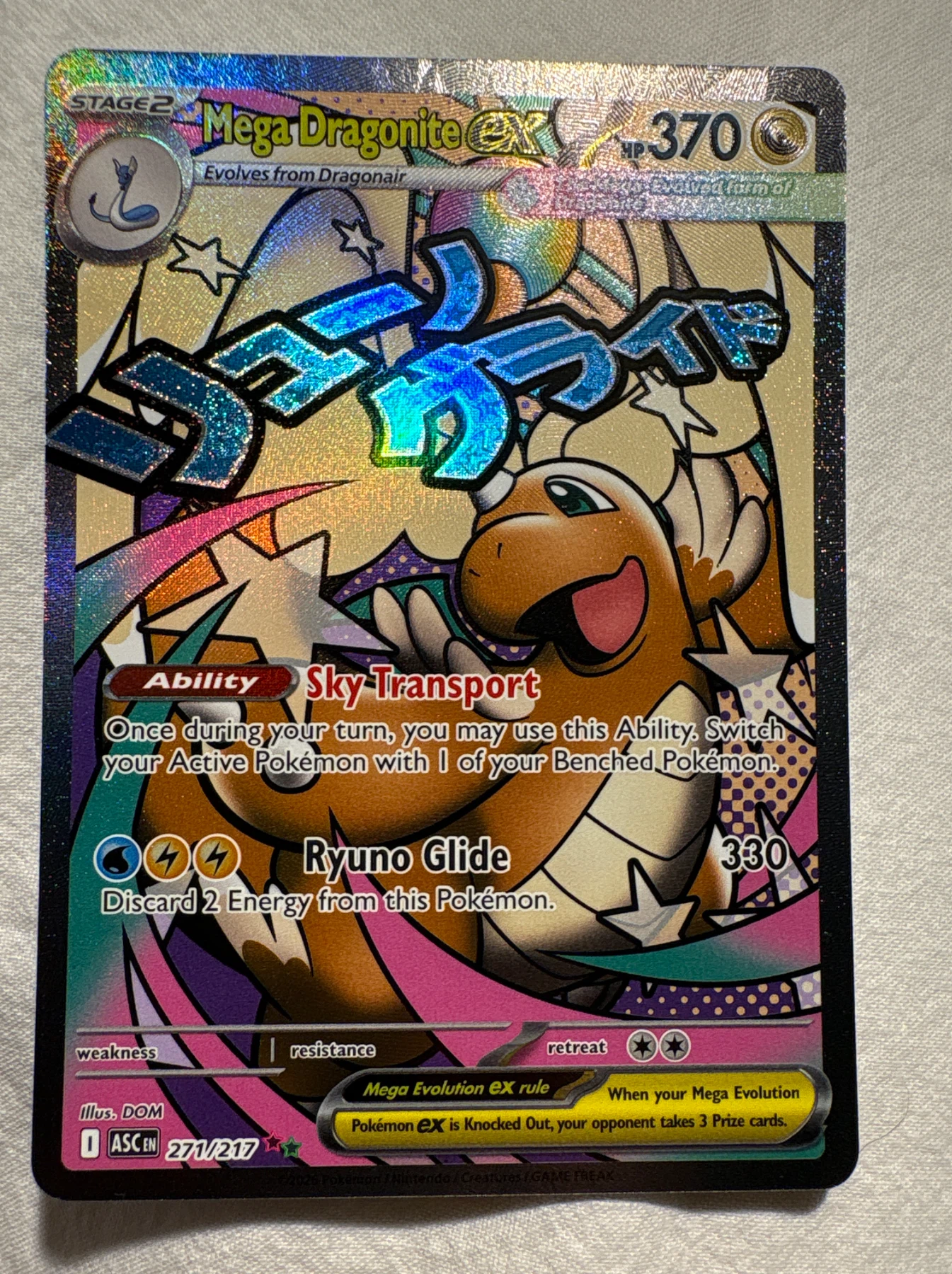 Mega Dragonite ex 271/217 Ascended Heroes front card photo in PokeToGrade pregrading report