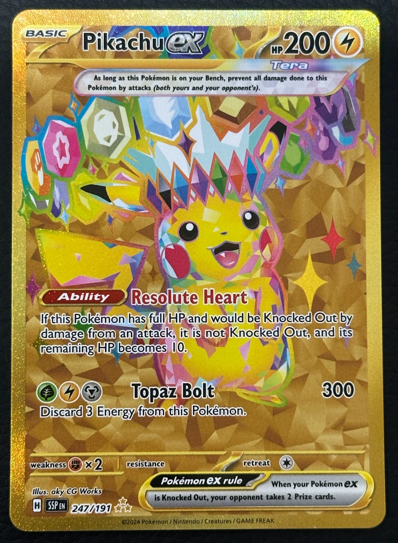 Pikachu ex 247/191 Surging Sparks front card photo in PokeToGrade pregrading report